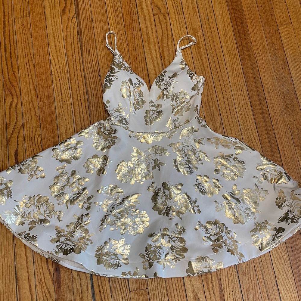 Gold Floral Dress